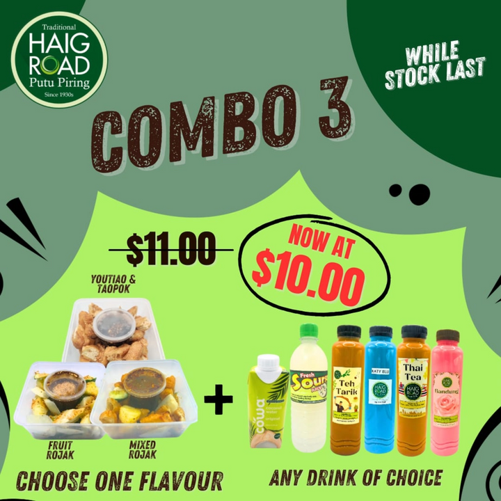 HRPP COMBO 3C/3 (Youtiao & Taupok Rojak + Katy Blu Drink) U.P. $11.00 OFFER $10.00