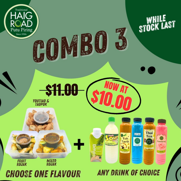 HRPP COMBO 3C/2 (Youtiao & Taupok Rojak + Coconut Drink) U.P. $11.00 OFFER $10.00